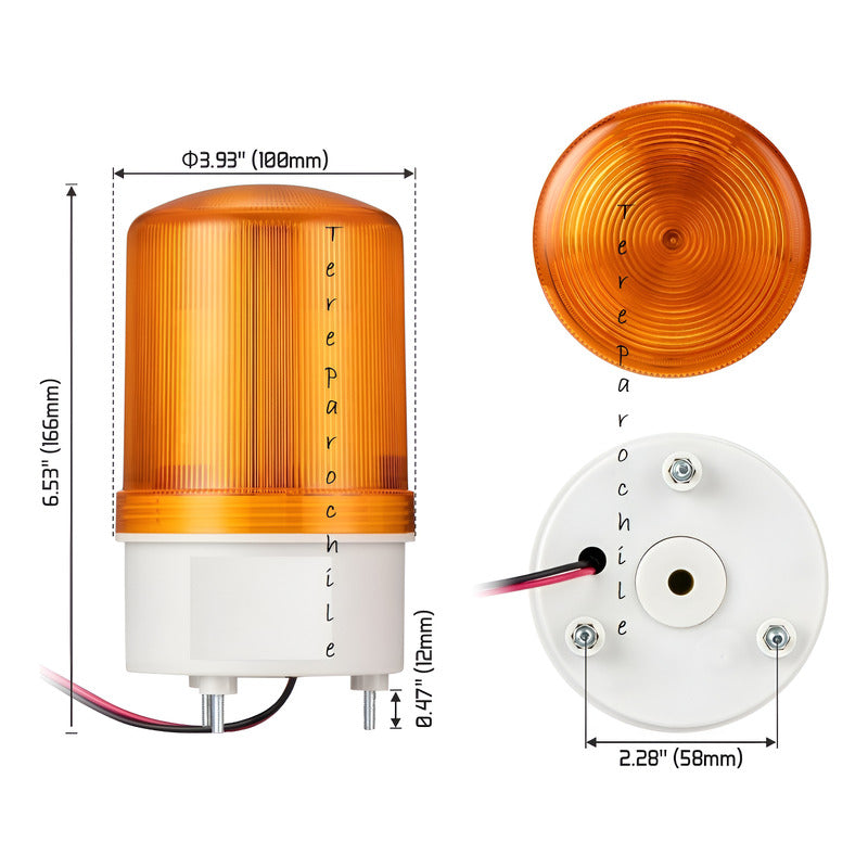 Baliza Giratoria Led Con Sirena 220v Amarilla Porton Alarma