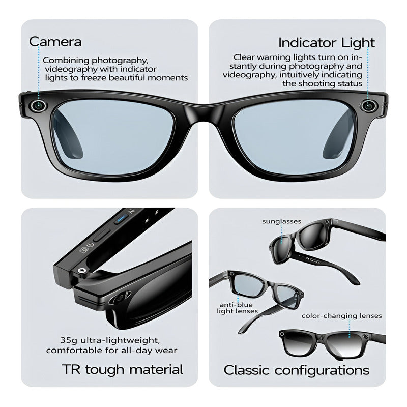 Gafas Lentes Inteligentes Ia Traduccion Foto Video Llamadas Negro