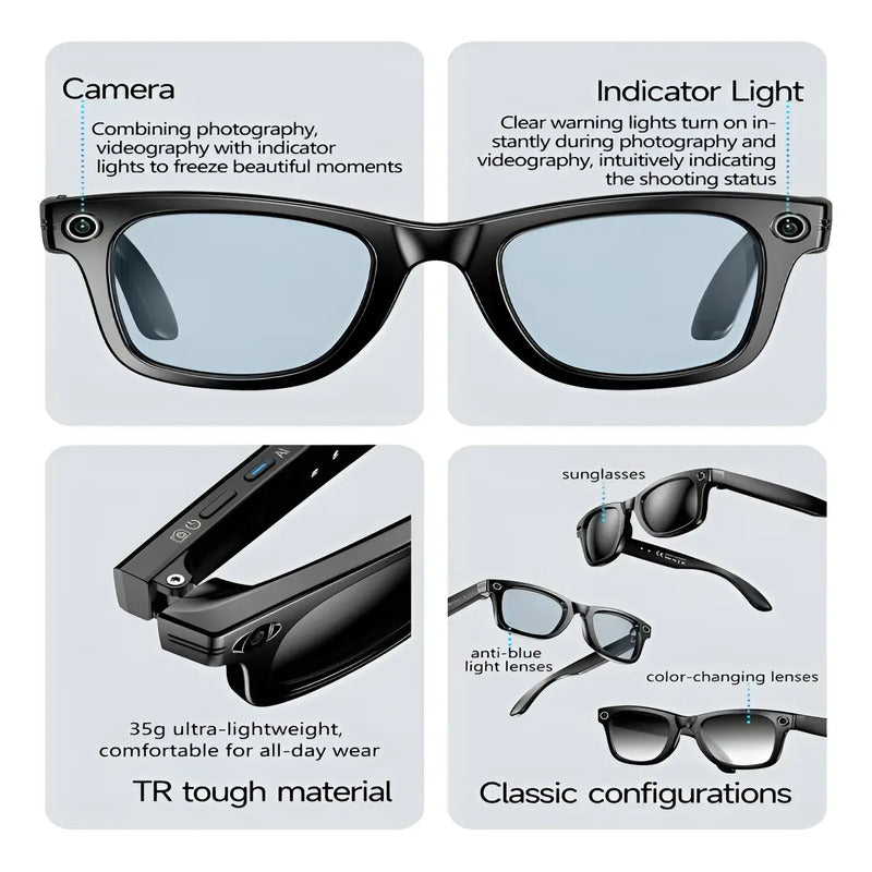 Gafas Lentes Inteligentes Ia Traduccion Foto Video Llamadas Negro
