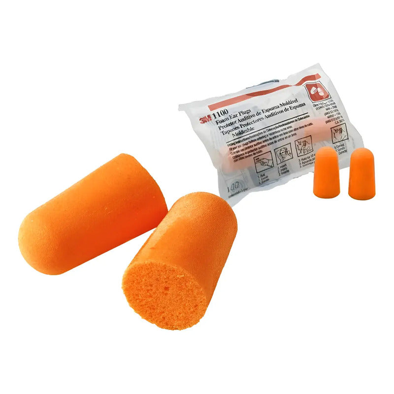 Tapon 3m 1100 Desechable Sin Cordon 3m 50 Pares 100 Unidades Naranja