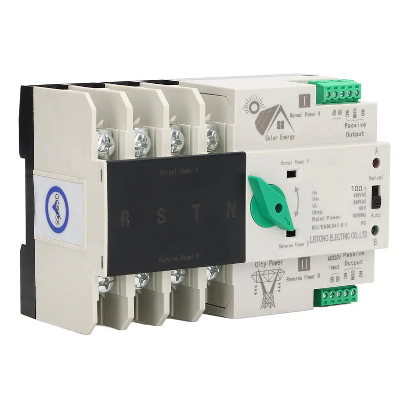 Ats Transferencia Automatica 100a Trifasico Riel Din Solar