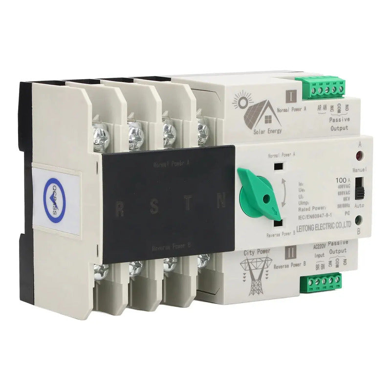 Ats Transferencia Automatica 100a Trifasico Riel Din Solar