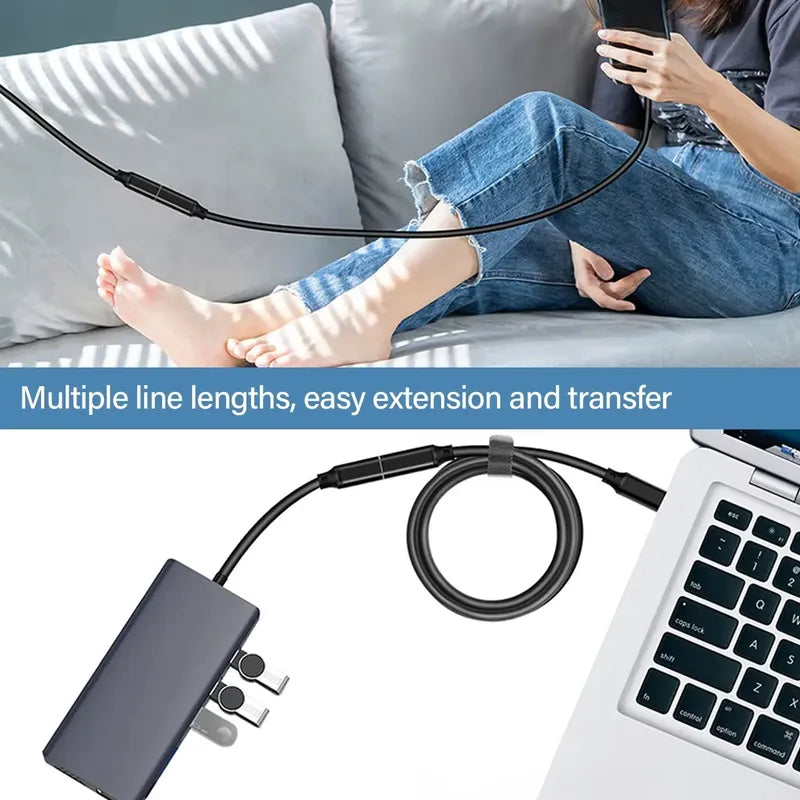 Cable Extension Usb-c 3.1 Gen2 10gbps Pd 100w 4k 60hz 2m Negro