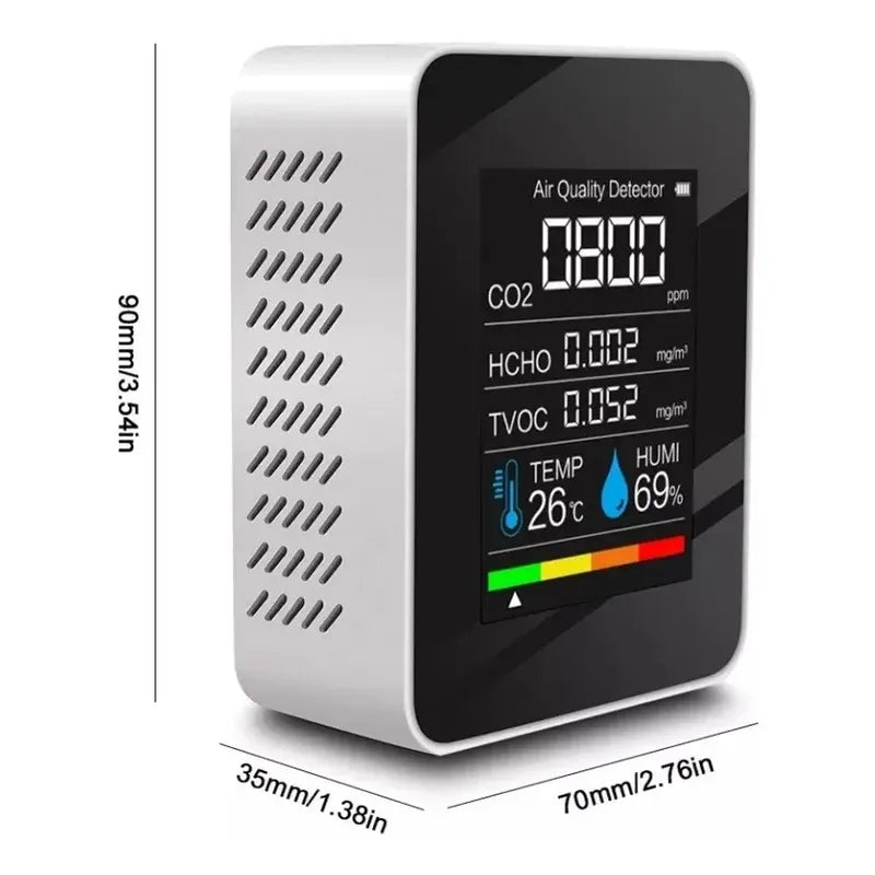 Detector Co2 Portátil Calidad De Aire Hcho Tvoc Digital