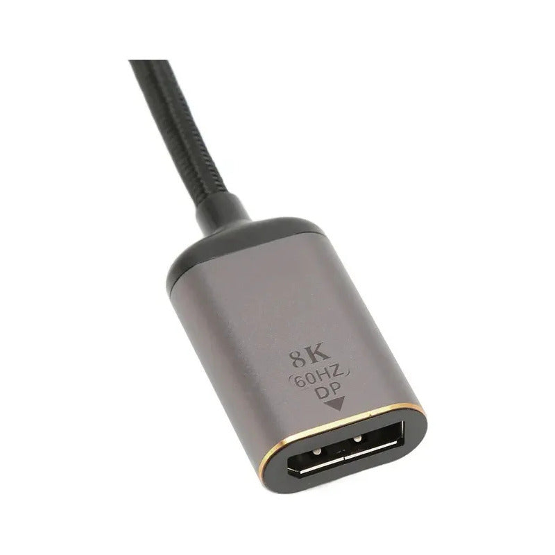 Adaptador Usb Tipo C A Displayport Hembra 4k 144hz- 8k 60hz Negro