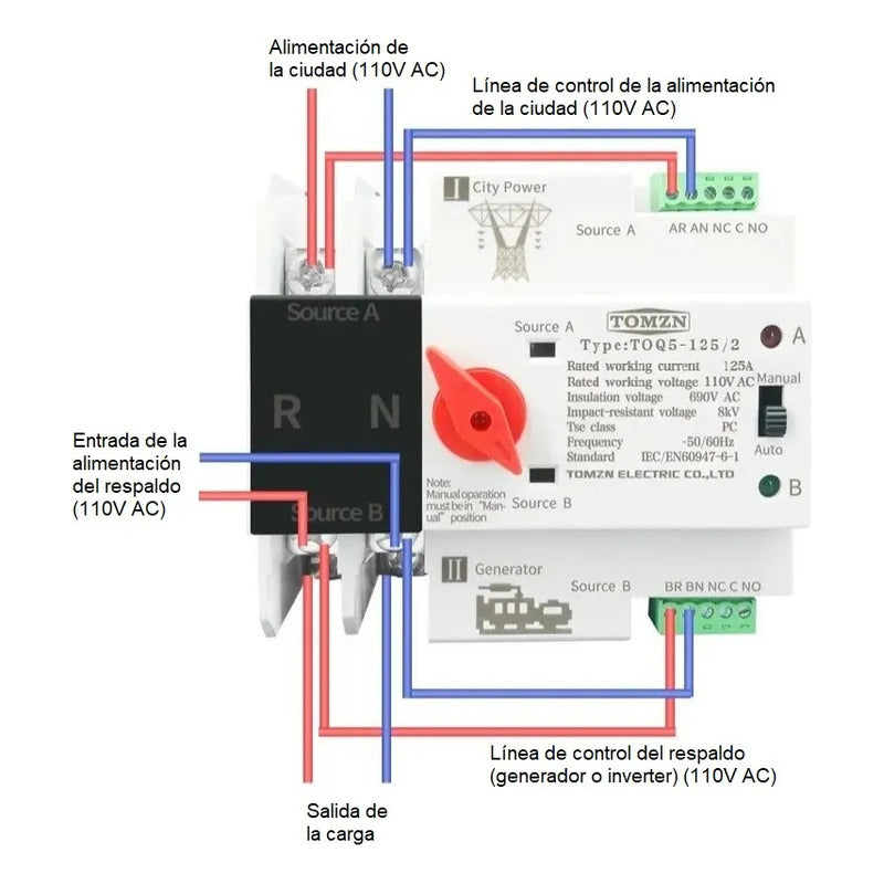 Interruptor Ats Transferencia Automática 125a 2 Fases 220v