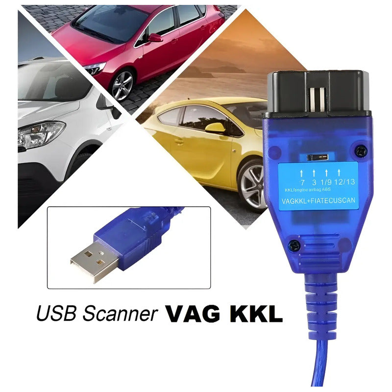 Scanner Usb Obd2 Vag Com Kkl409.1 Para Vw Audi Seat Skoda Azul Marino