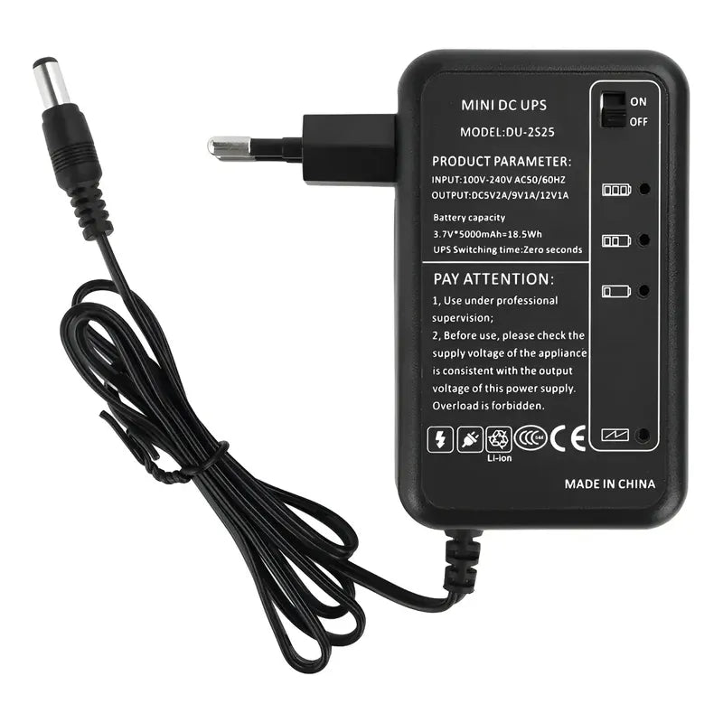 Mini Ups Portátil Dc 12v 9v 5v 5000mah Router Cámaras Negro