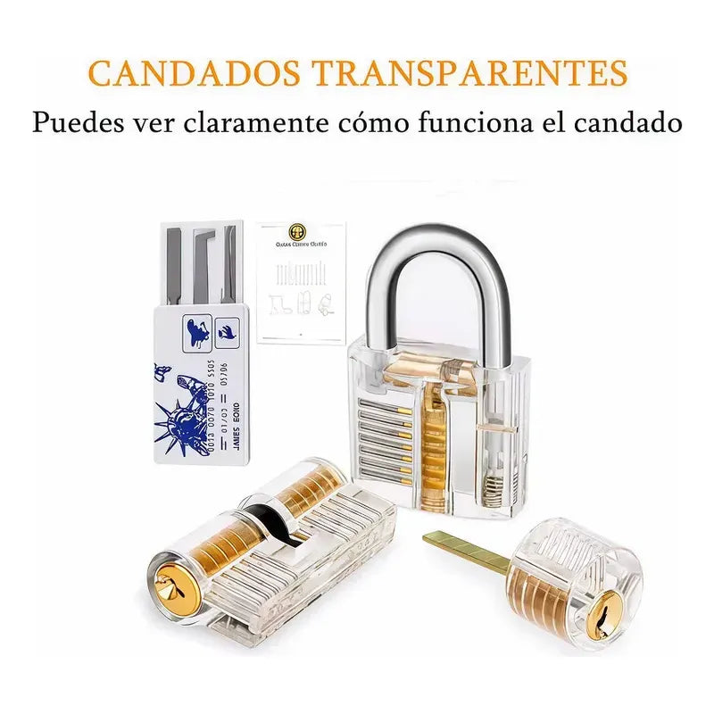 Kit Ganzúas 30 Piezas Candado Transparente Cerrajería