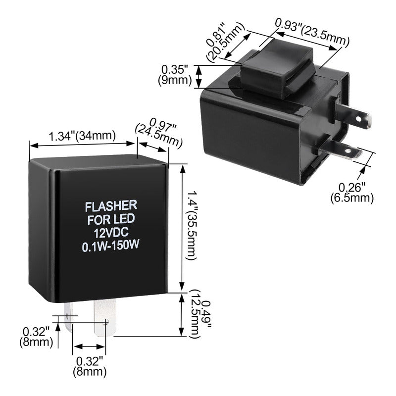Rele Luz Led Flasher Intermitente 12v 0.1w A 150w 2 Pin Moto
