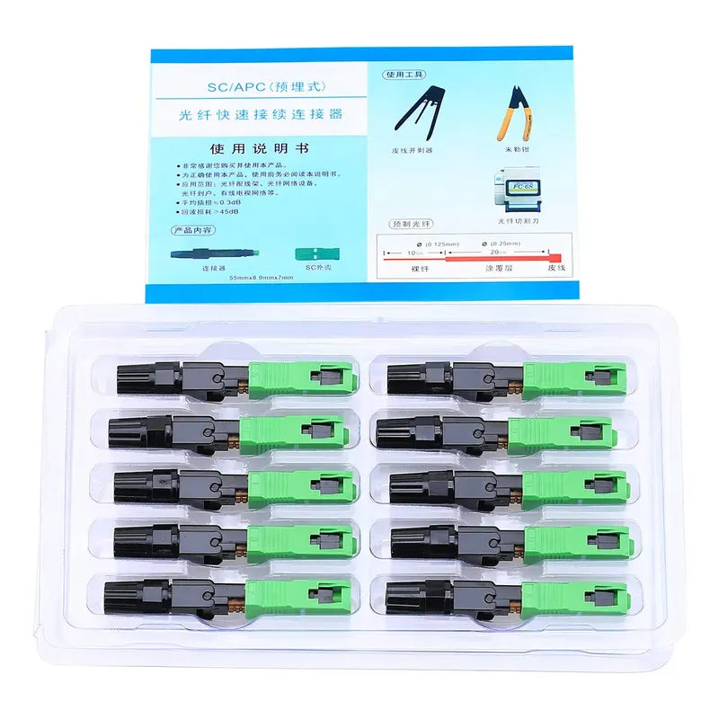 Conector Rápido Sc/apc Fibra Óptica Ftth 10 Unidades Tereparochile