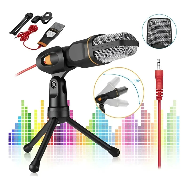 Micrófono Condensador Andowl Q-888 Gamer Estudio 1.8m - Negro