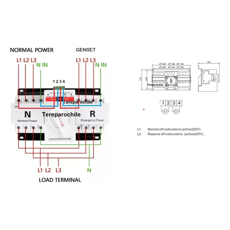 Ats Switch Transferencia Automatico Mcb 63a 220v Generador Gris