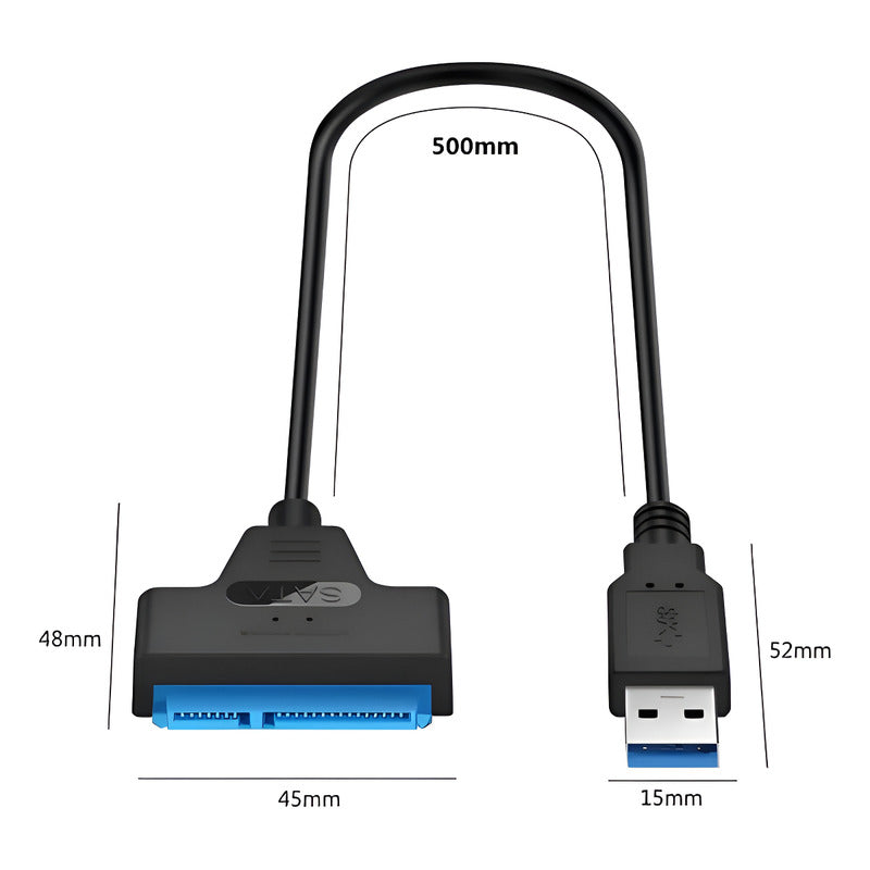 Adaptador Cable Usb A Sata 3 Hdd 2.5 22 Pines + Conector 12v