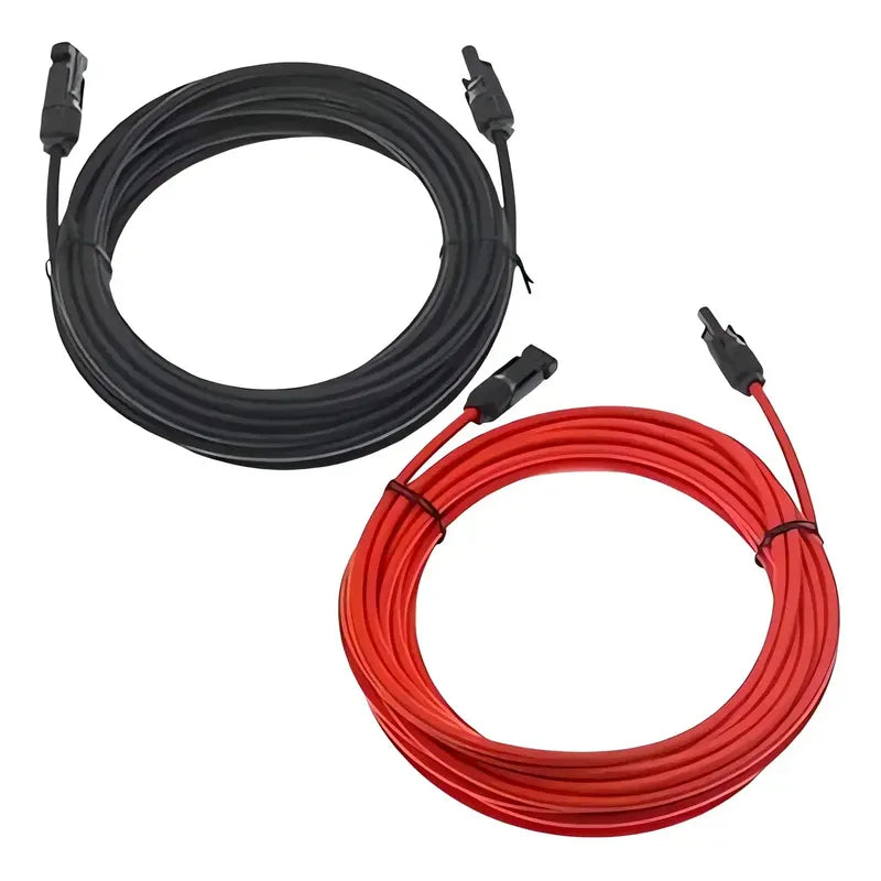 Par Cable Solar Fotovoltaico 6mm 2x10mt Con 4 Conectores Mc4 Cable Rojo Y Negro