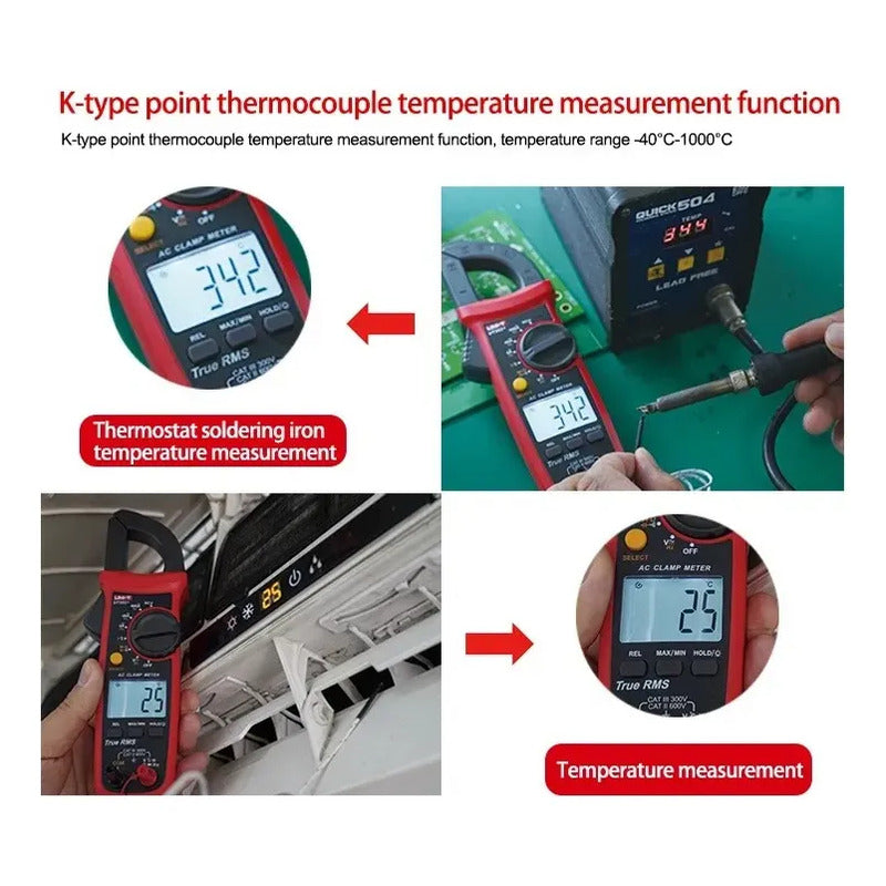 Amperimetro Pinza Digital Tester Ut204+ - Temperatura Ac Dc