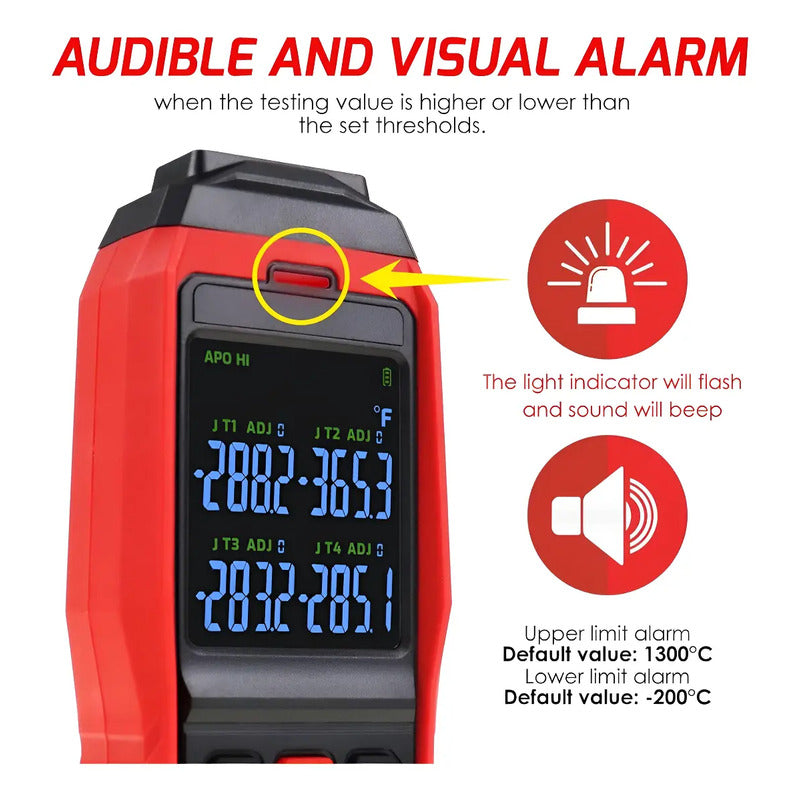 Termometro Ambiental 4 Canales Termocupla Data Logger Alarma