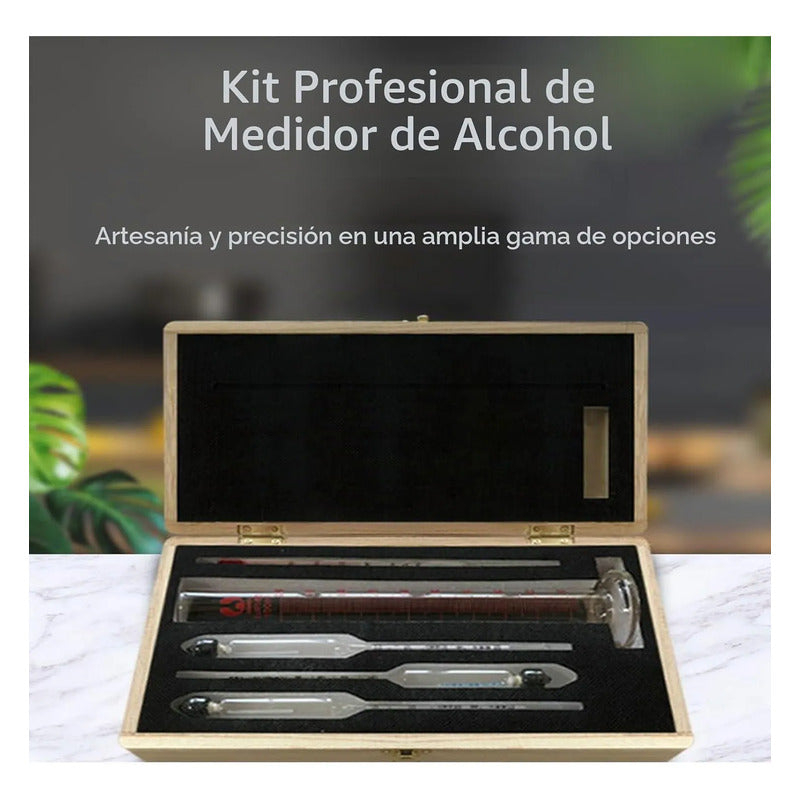 Kit Medidor Alcohol 0-100% Destilados Termometro Densimetro