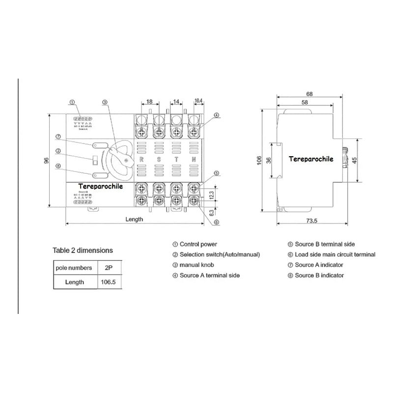 Switch Ats Transferencia Automatica Monofasico 63a 2 Fases Beige