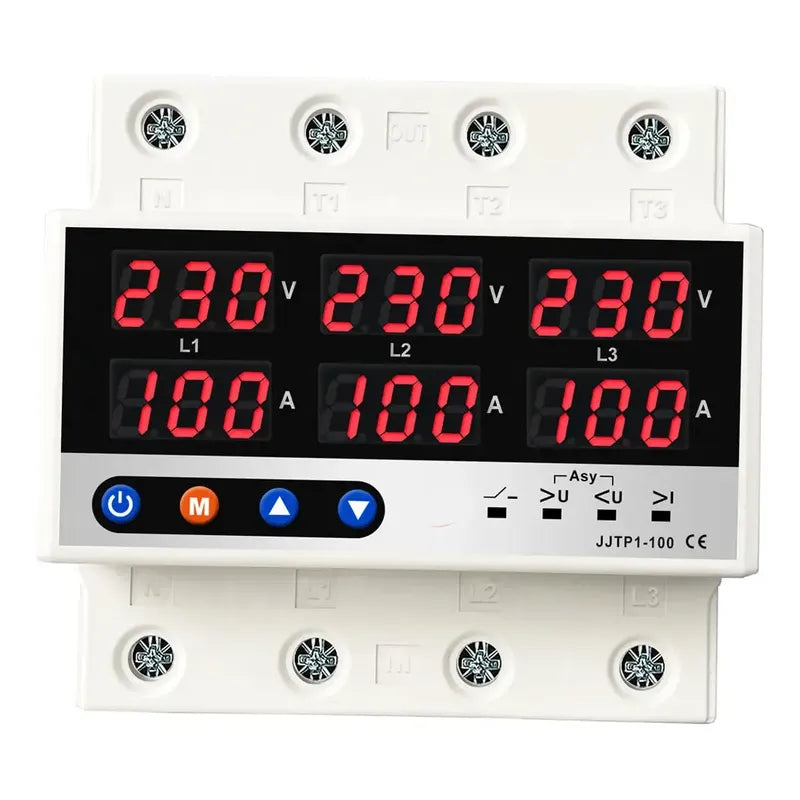 Protector Trifasico De Voltaje Amperaje 100a 220v Riel Din
