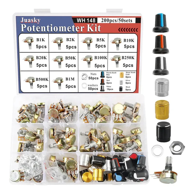 Kit 50 Potenciometros 10 Tipos 1k 2k 5k 10k 50k 100k 500k 1m