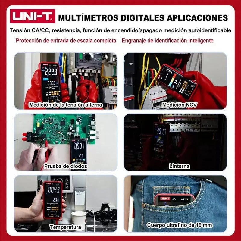 Multimetro Digital Recargable Ut122 Ac/dc Ncv Cat3 600v