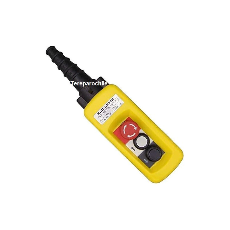 Botónera Switch Puente Grua 3 Botones - 1 Eje Con Emergencia Amarillo