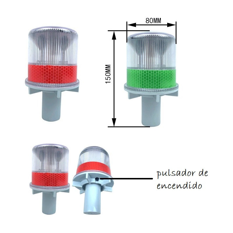 Baliza Solar Roja Luz Advertencia Led Interperie Vial Flash
