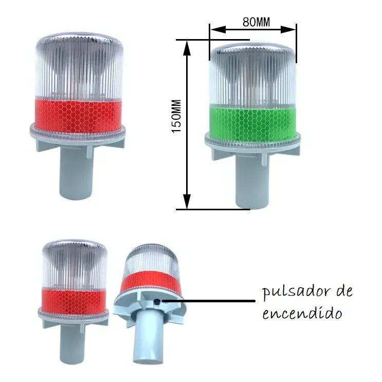 Baliza Solar Roja Luz Advertencia Led Interperie Vial Flash