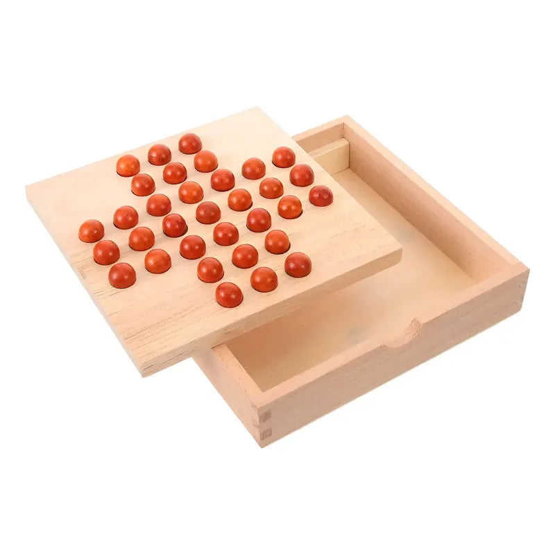 Juego Solitario Senku Artesanal 35 Piezas Madera Iq Puzzle