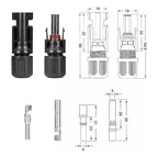 10 X Conectores Mc4 Macho Hembra Panel Solar + Llave Regalo Negro
