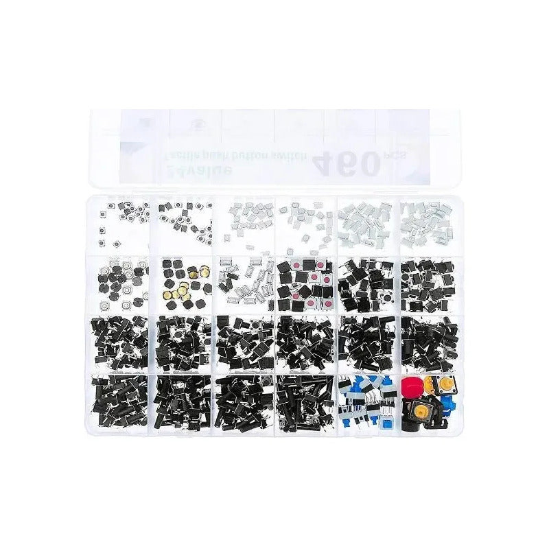 Kit 460 Botones Interruptor Pulsador Microbotones 24 Tipos Negro
