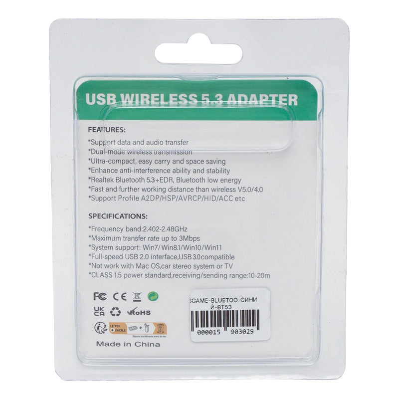 Adaptador Bluetooth Usb 5.3 Receptor Transmisor Para Pc Mac