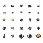 Kit 460 Botones Interruptor Pulsador Microbotones 24 Tipos Negro