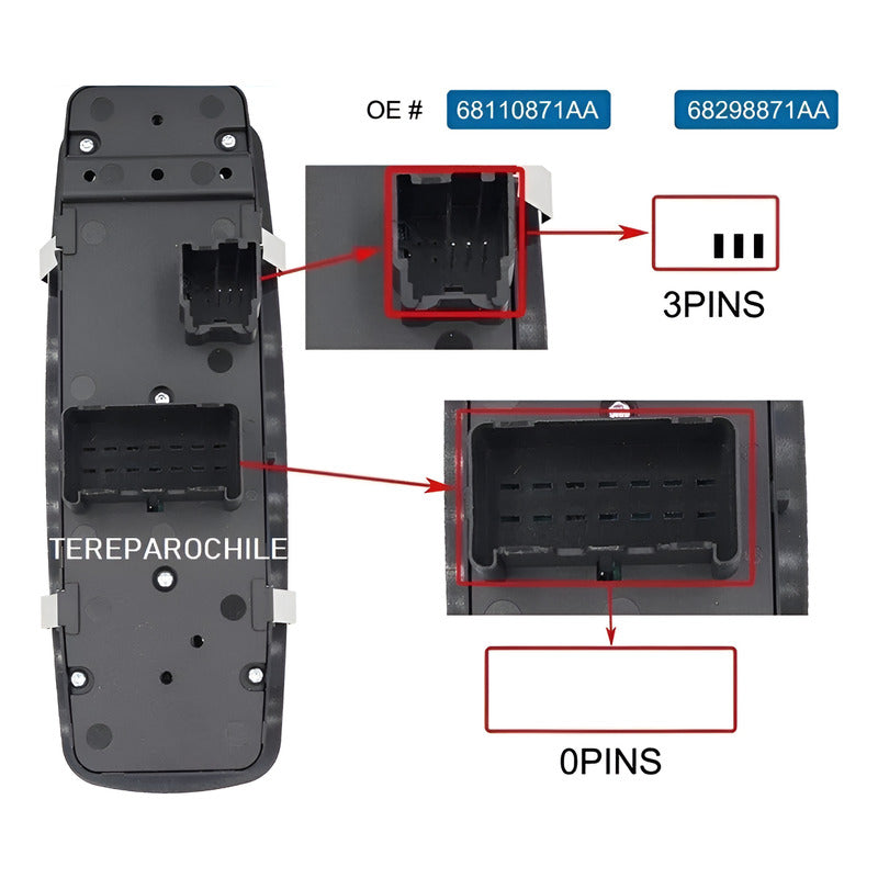 Alzavidrios Botonera Dodge Grand Caravan - Town Country- Ram