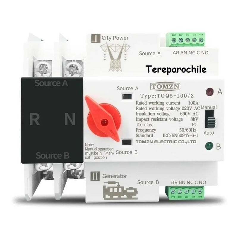 Interruptor Ats Transferencia Automática 100a Monofásico Mcb Beige