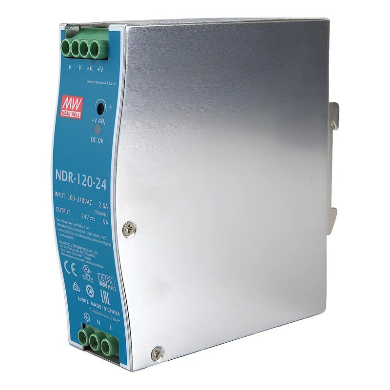 Fuente Poder Mean Well Riel Din Metal 24v 120w Ndr-120-24