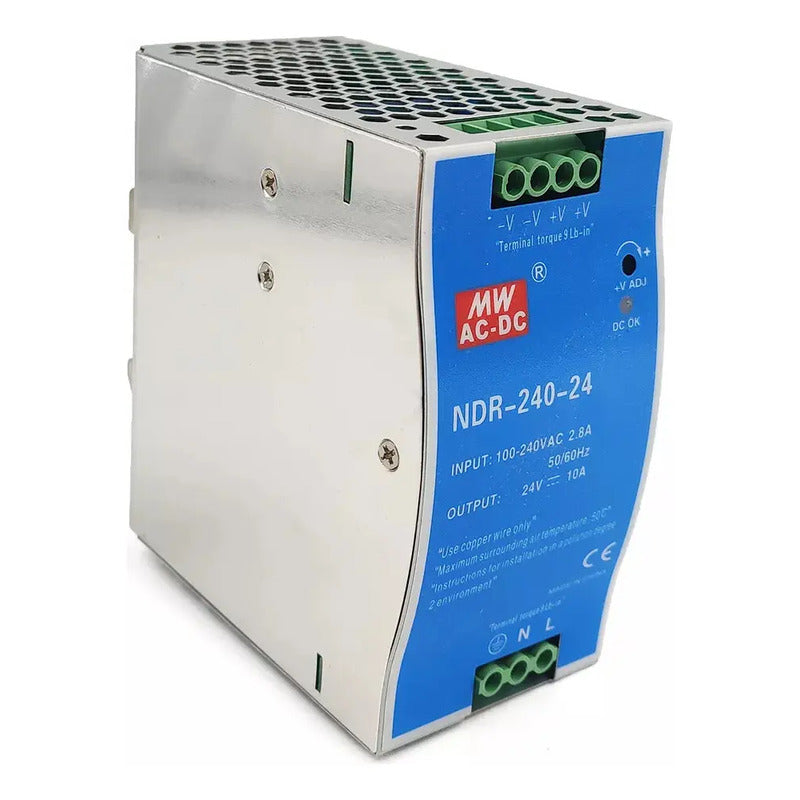 Fuente De Poder Riel Din Mean Well Ndr-240-24 24v 10a 240w