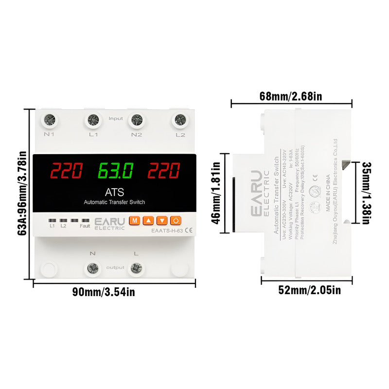 Ats Y Protector Voltaje Ajustable 220v 63a Transferencia 2fa