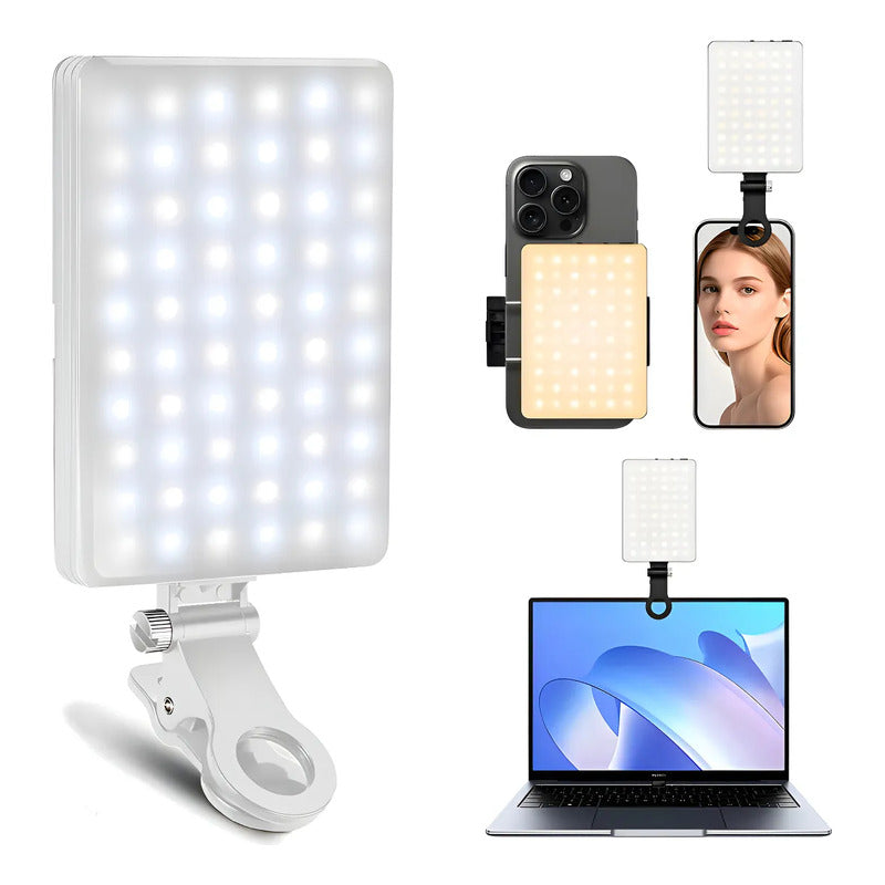 Panel Luz Lampara Con Clip Video Camara Para Telofono 60 Led Negro 3200k-5600k Ajustable