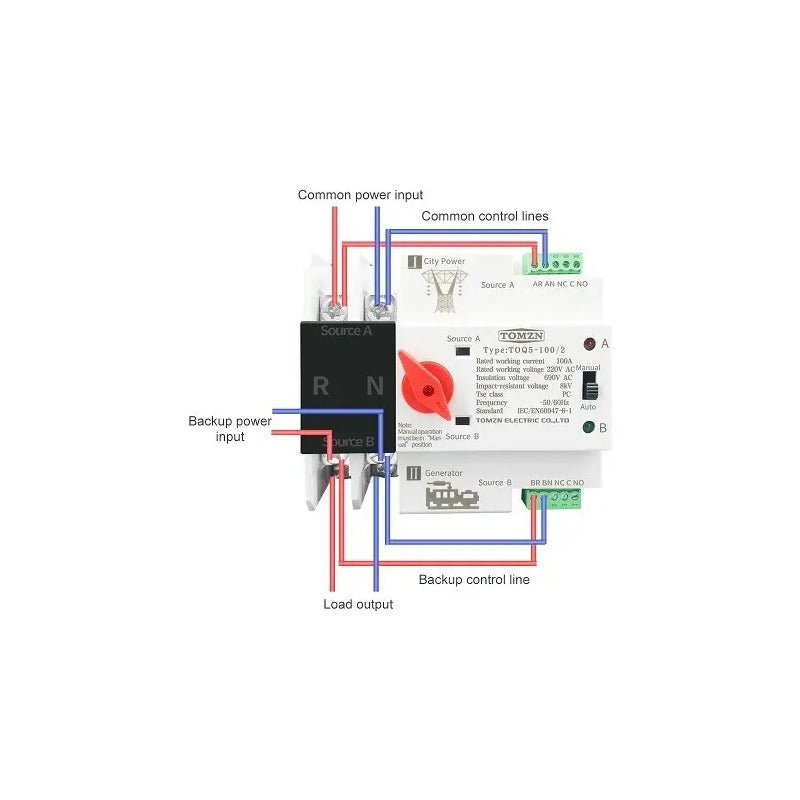 Switch Ats Transferencia Automatica Monofasico 63a 2 Fases Beige