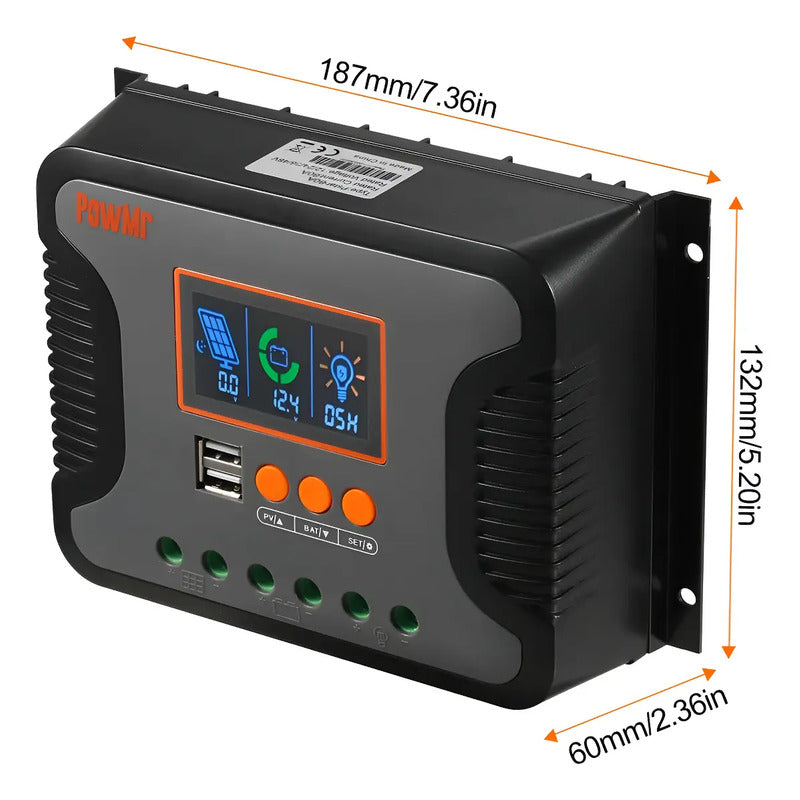 Controlador Carga Solar 60a 12v 24v 36v 48v Pwm Lcd