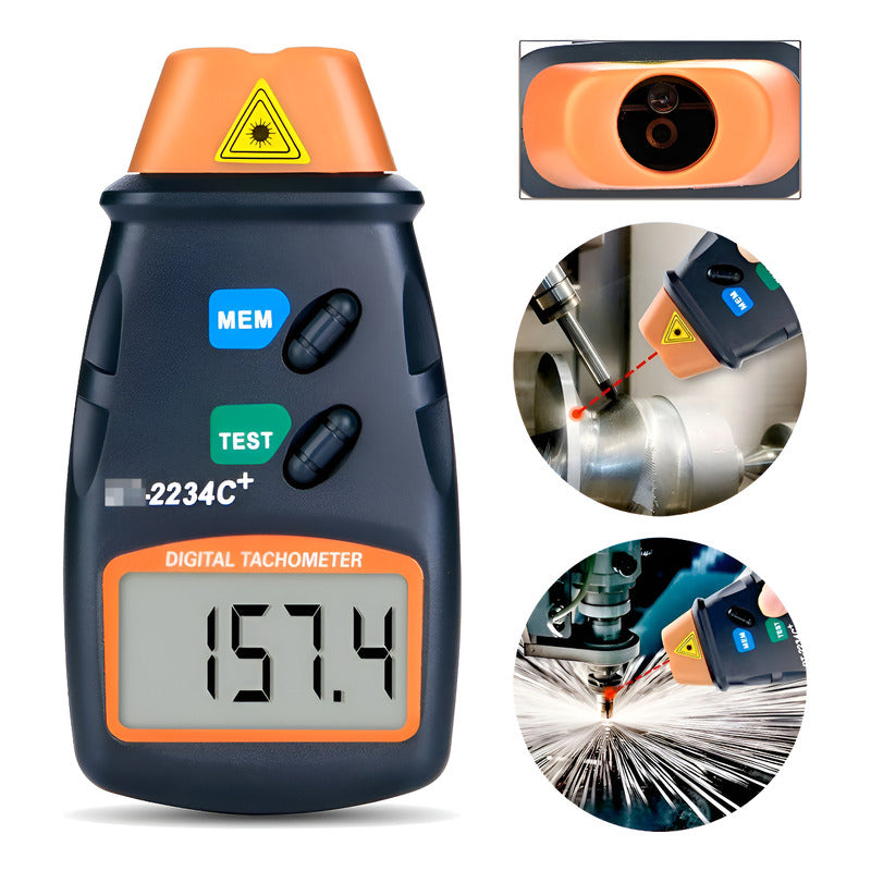 Tacometro Digital Medidor Rpm Sin Contacto Infrarrojo Laser Naranjo Negro