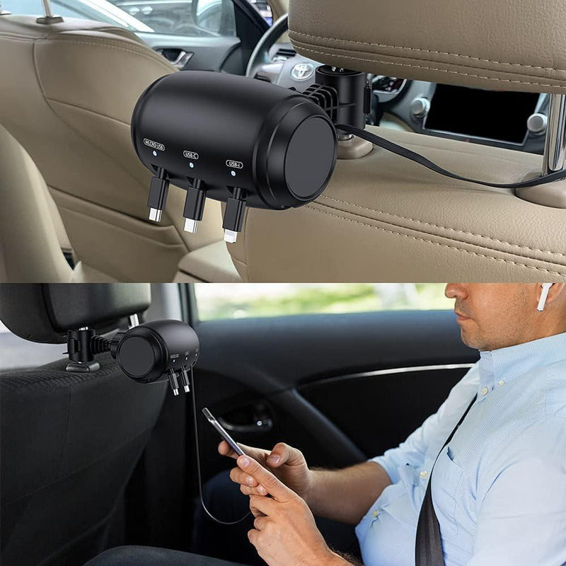 Cargador Celular Usb-c Auto Para iPhone Android Uber Taxi Negro