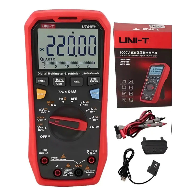 Multímetro Digital Usb Uni-t Ut61e+ Capacitor Hfe 1000v Rms