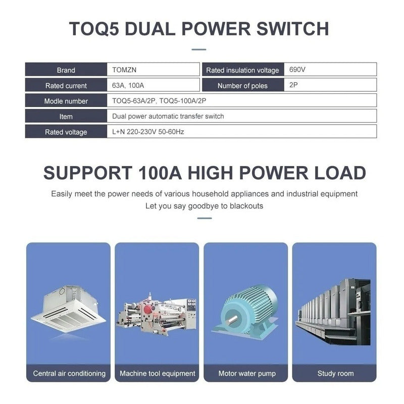 Interruptor Ats Transferencia Automática 100a Monofásico Mcb Beige