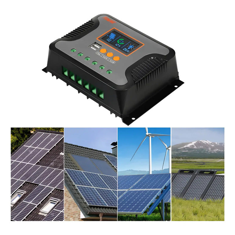Controlador Carga Solar 60a 12v 24v 36v 48v Pwm Lcd