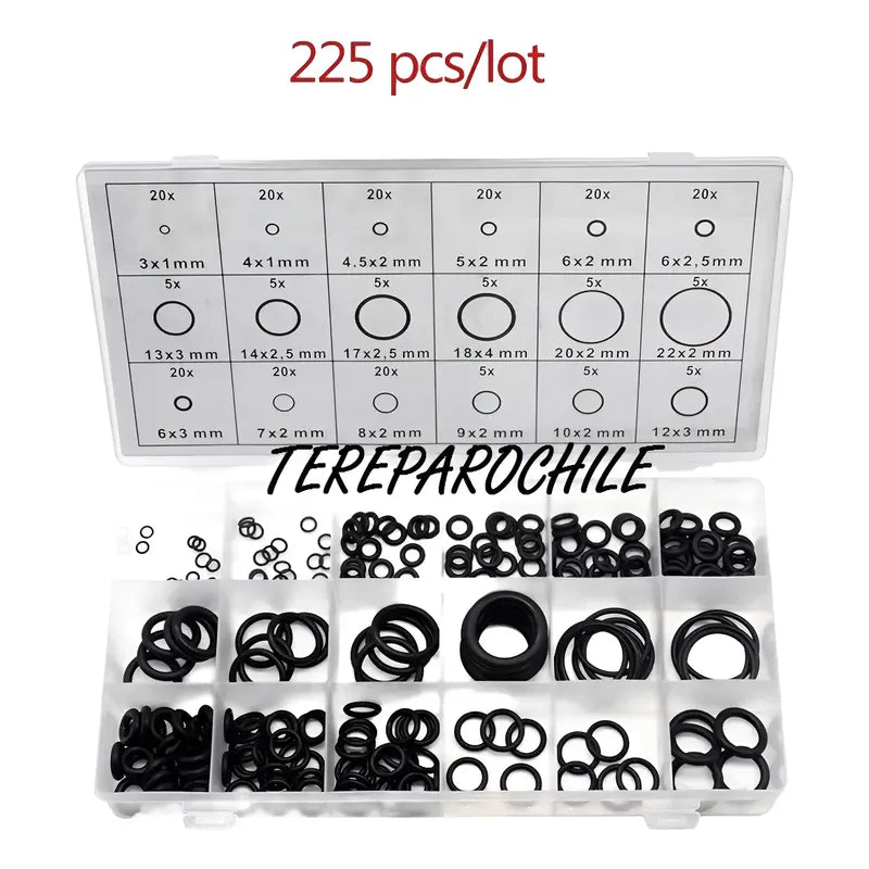 Set De Gomas Para Sellar O-ring 225 Piezas 3mm A 22mm O Ring