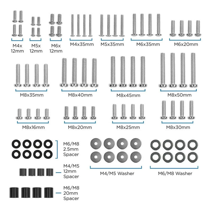Set Tornillos Vesa Universal Montaje Tv Soporte Pared Surtid Plateado Y Negro