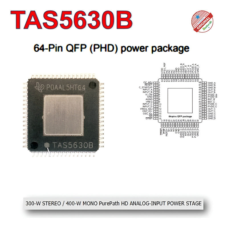Circuito Integrado Tas5630bphdr Htqfp-64 Tas5630b Audio